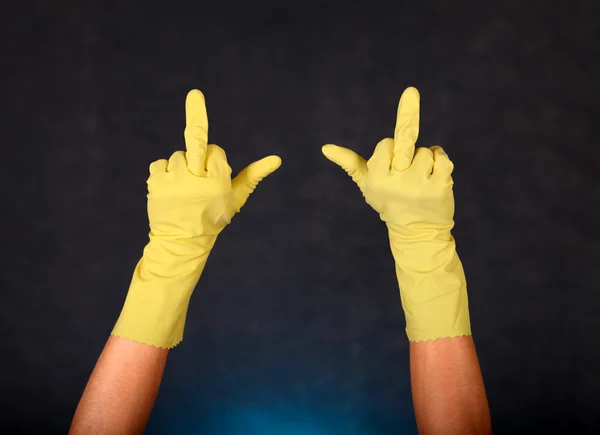 Mãos em luvas de borracha — Fotografia de Stock