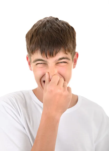 Teenager with Closed Nose — Stock Photo, Image