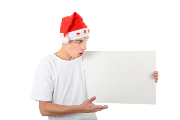 Surprised Teenager with White Board — Stock Photo, Image