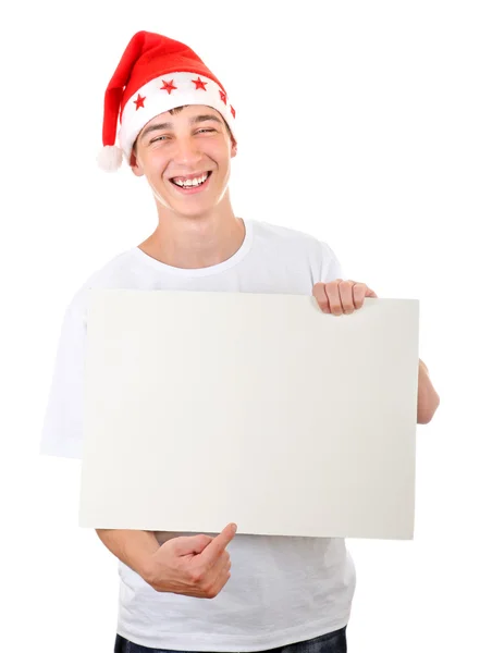Nastolatek z biały deska — Zdjęcie stockowe