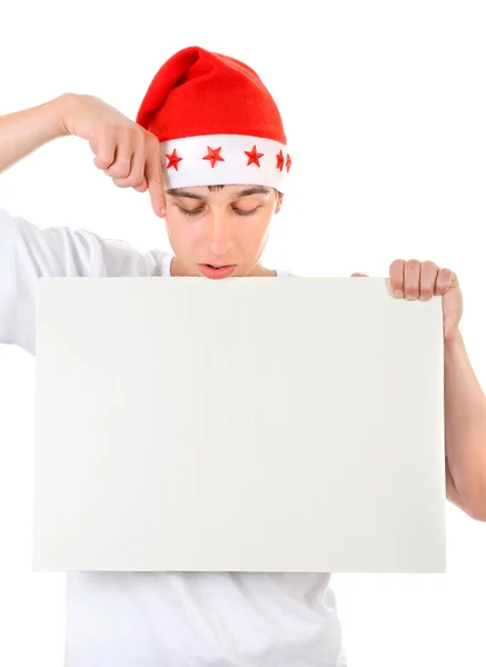 Teenager with White Board — Stock Photo, Image