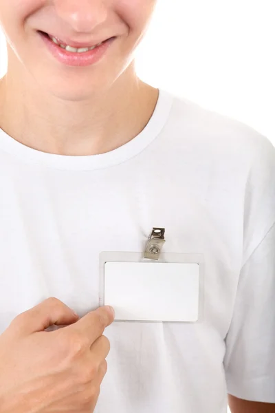 Teenager shows his Badge — Stock Photo, Image