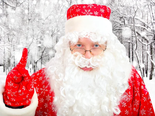 Santa Claus in Winter Forest — Stock Photo, Image