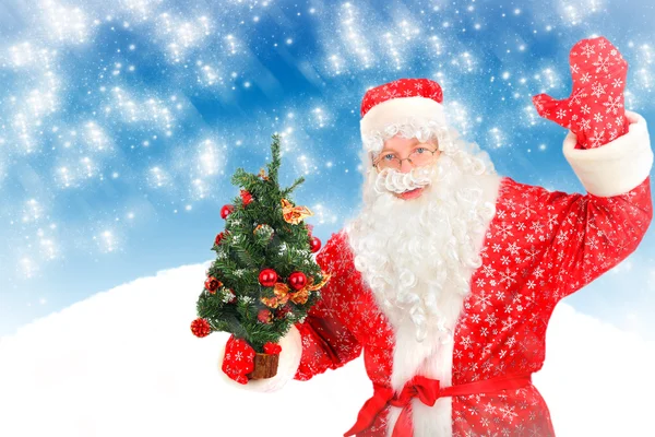Santa Claus with Christmas Tree — Stock Photo, Image