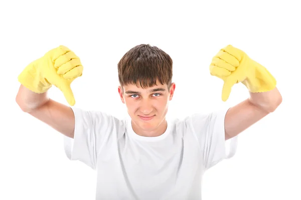 Teenager in Rubber Gloves — Stock Photo, Image