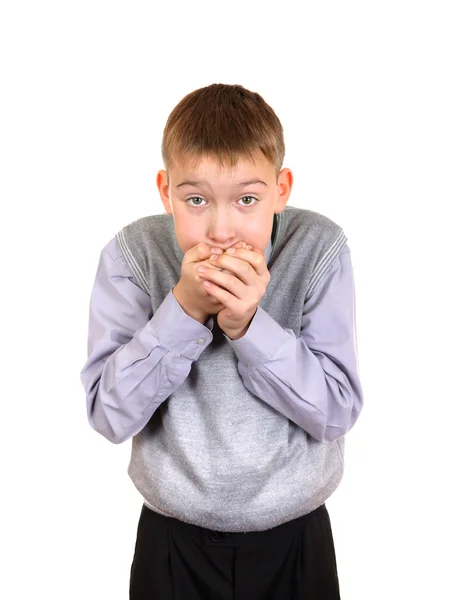 Boy cover the Mouth — Stock Photo, Image