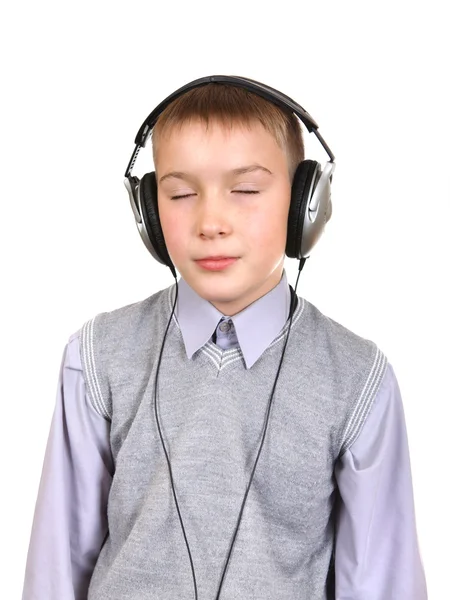 Menino em fones de ouvido — Fotografia de Stock