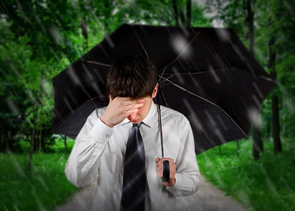 Sad Man under Rain — Stock Photo, Image