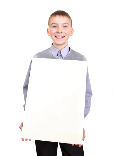 Boy with Blank Board — Stock Photo, Image