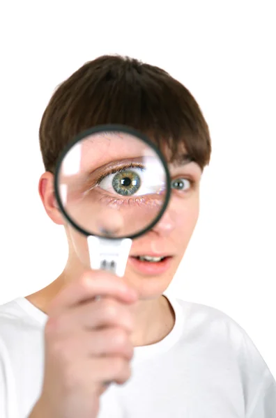 Teenager with a Loupe — Stock Photo, Image