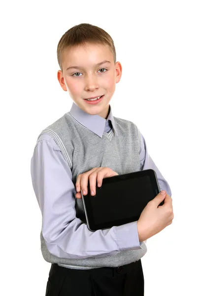 Хлопчик з планшетним комп'ютером — стокове фото