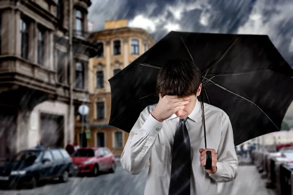 Sad Man under the Rain — Stock Photo, Image