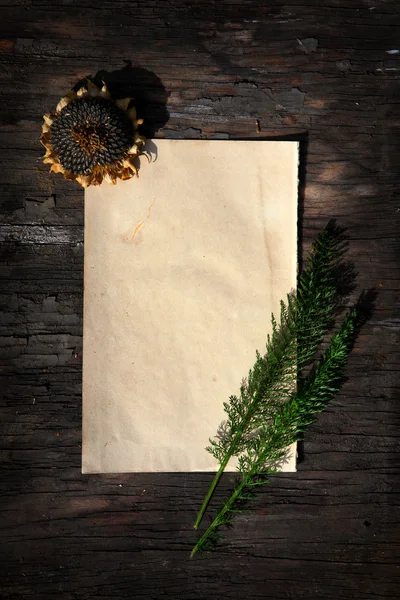 木製の背景の空白の紙 — ストック写真