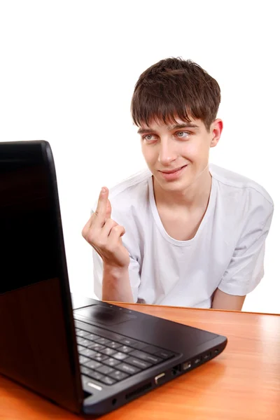 Adolescente con laptop — Foto Stock