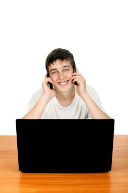 Genç iki telefon ile