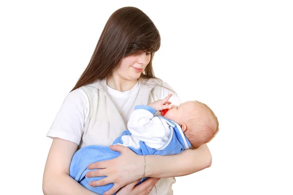 Joven madre y bebé — Foto de Stock