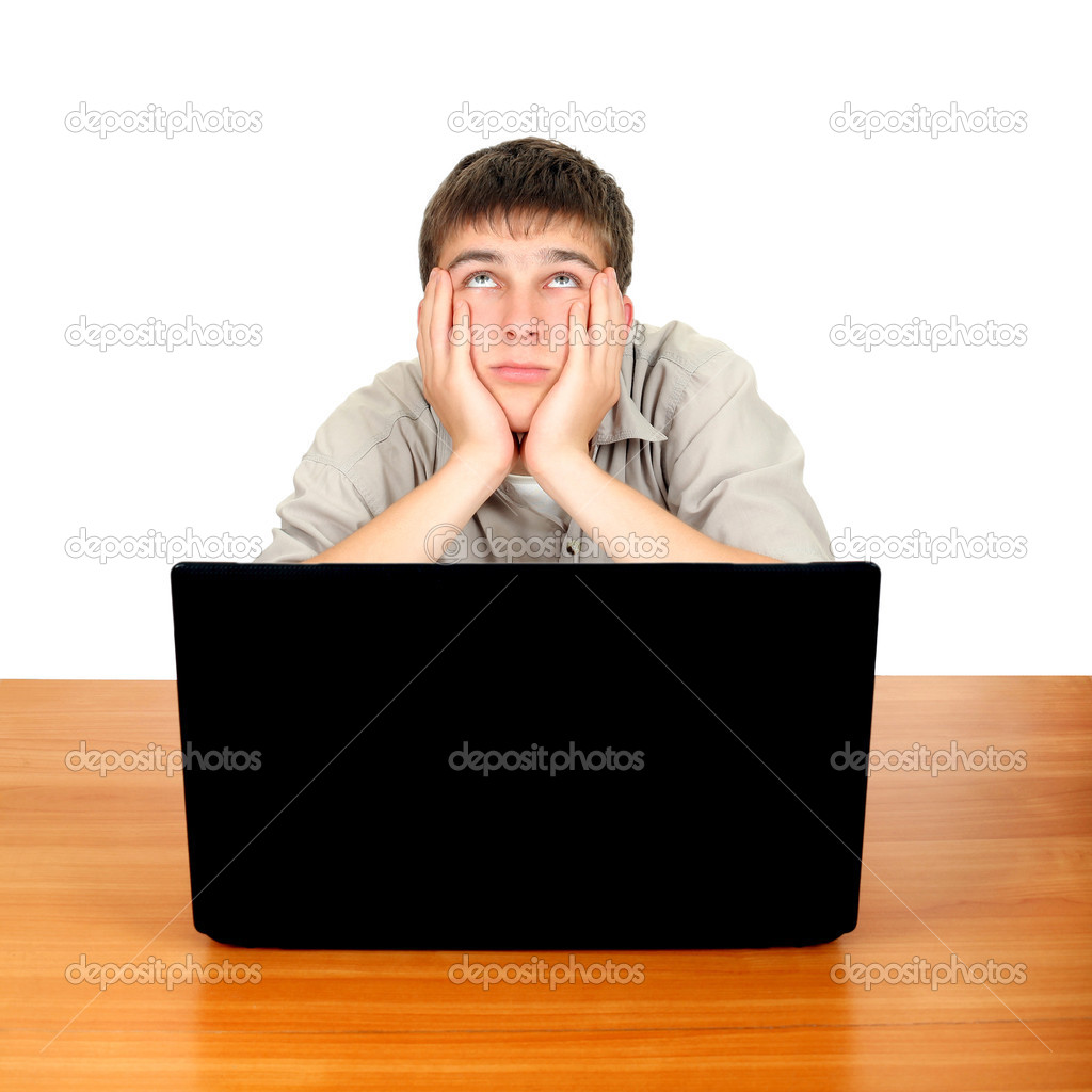 Bored Teenager with Laptop