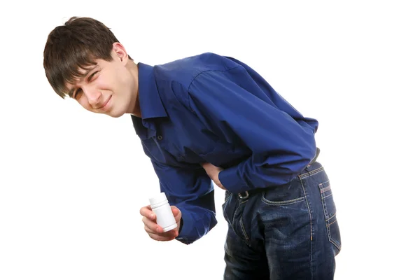 Mladý muž se cítí bolesti žaludku — Stock fotografie