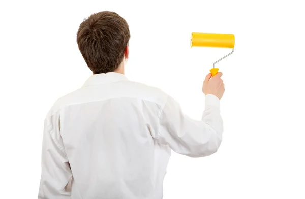 Young Man with Paint Roller — Stock Photo, Image