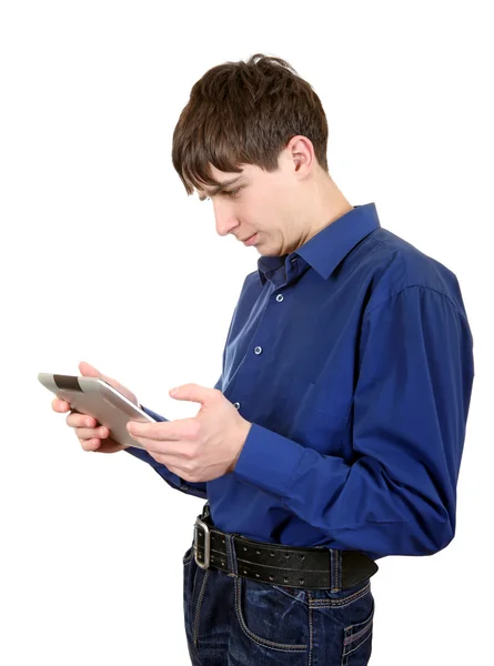Genç tablet bilgisayar ile — Stok fotoğraf