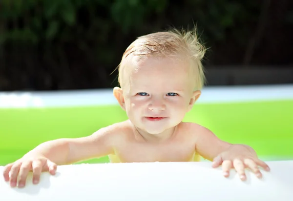 Baby Boy in Pool — Stock Photo, Image