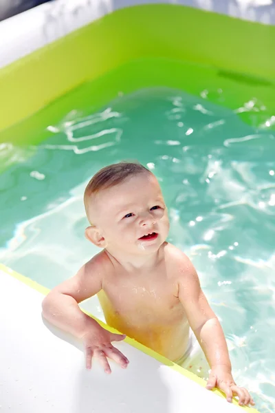Baby Boy in Pool — Stock Photo, Image
