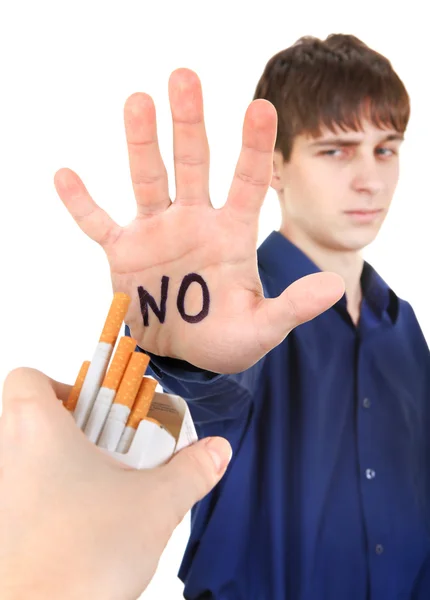 Adolescente recusar cigarros — Fotografia de Stock