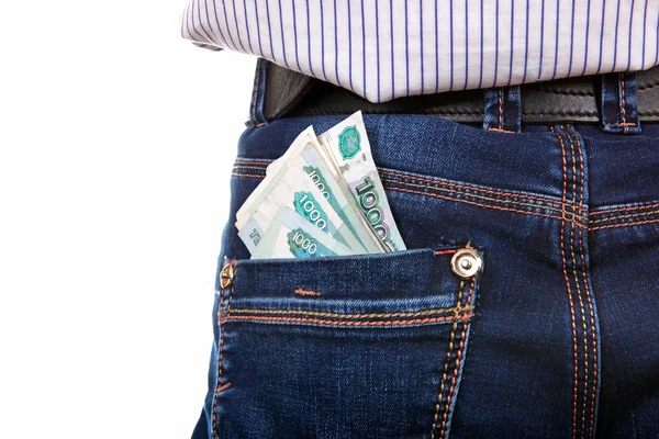 Russian Currency in the back Pocket — Stock Photo, Image