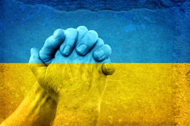 Hands on Ukrainian Flag clipart