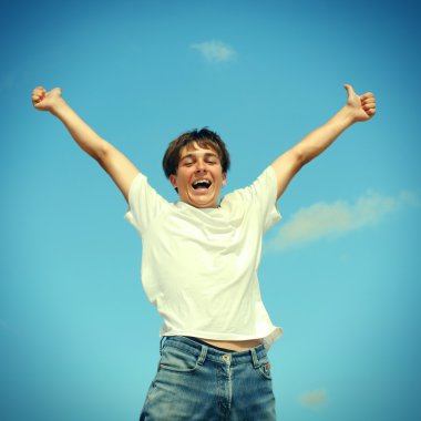 Happy Teenager jumping clipart