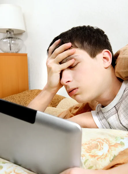 Tired Teenager with Tablet Computer — Stock Photo, Image