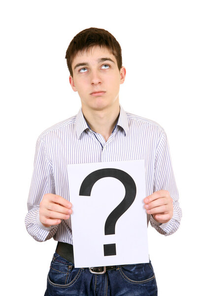 Teenager holds Question Mark