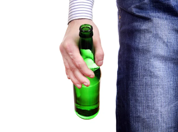 Persona sosteniendo botella de cerveza — Foto de Stock
