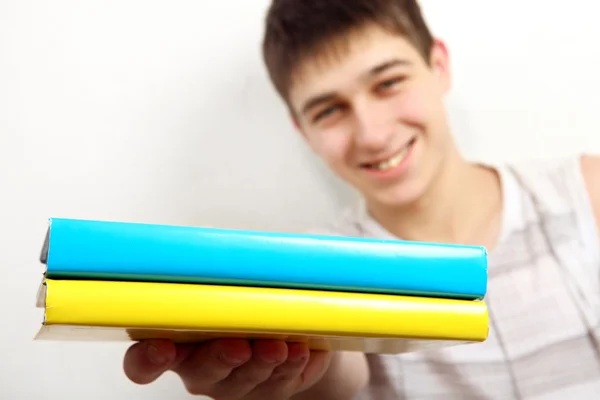 Teenager with Two Books — Stock Photo, Image