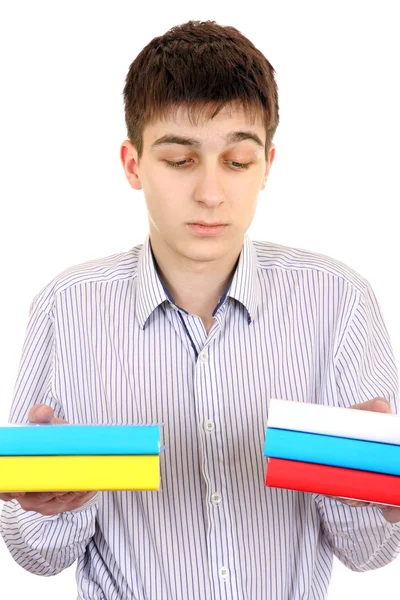 Serieuze student met de boeken — Stockfoto