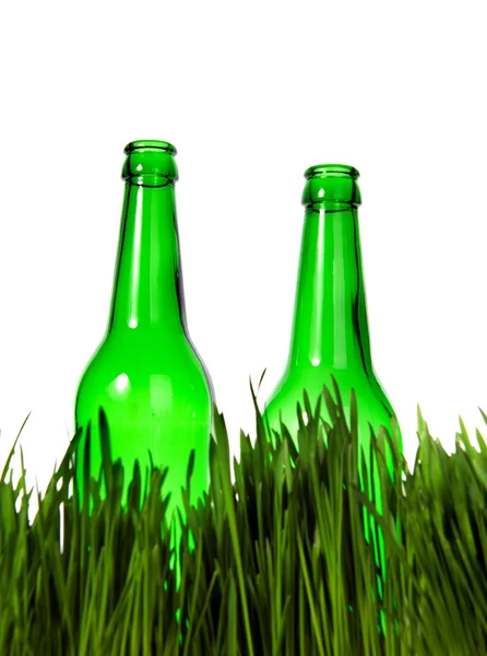 Two Bottles in the Grass — Stock Photo, Image