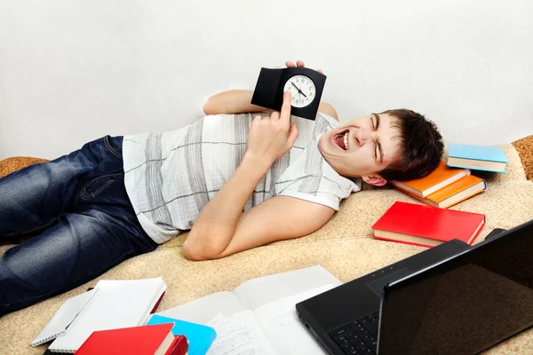 Tired Student on Sofa — Stock Photo, Image