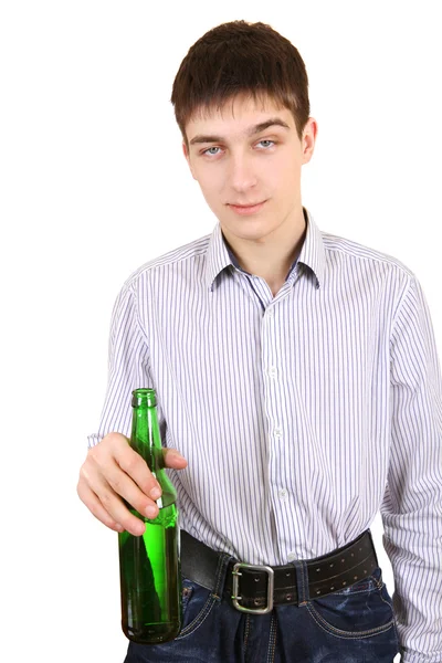 Teenager with Bottle of the Beer — Stock Photo, Image