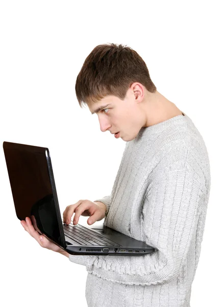 Busy Teenager with Laptop Royalty Free Stock Photos