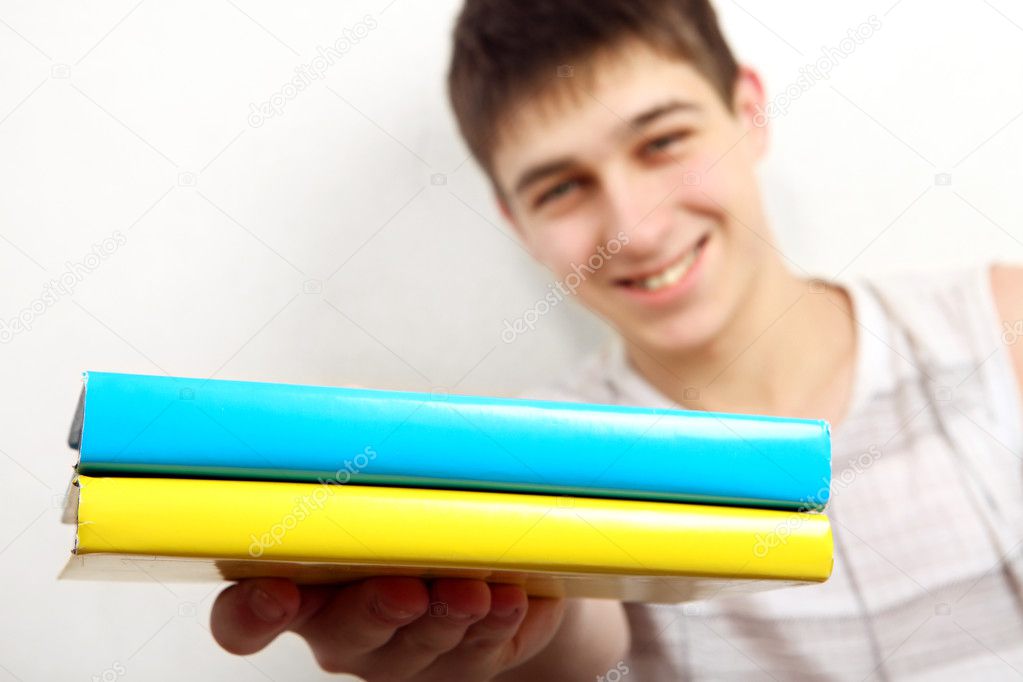 Teenager with Two Books