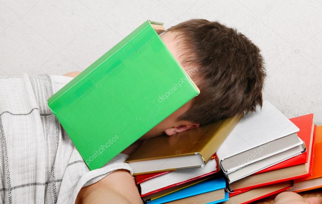 Teenager sleeps with the Books