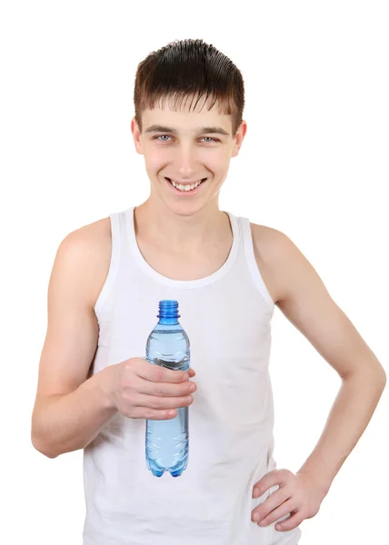 Genç şişe su ile — Stok fotoğraf