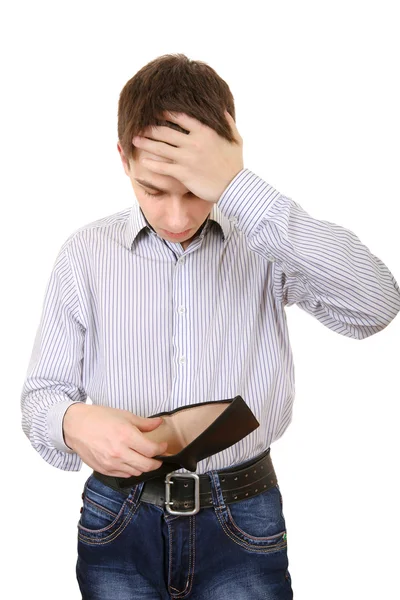 Teenager s prázdnou peněženku — Stock fotografie