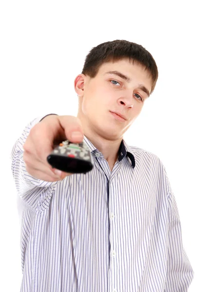 Teenager with Remote Control — Stock Photo, Image