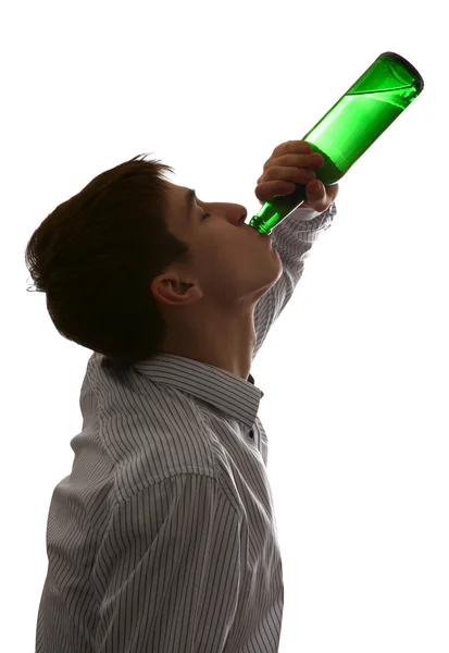 Young Man drinks a Beer — Stock Photo, Image