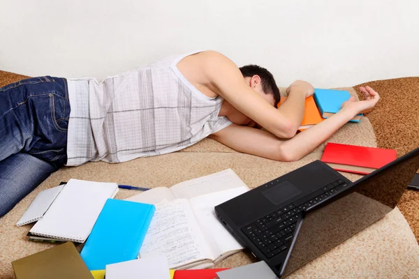 Teenager sleeps with the Books — Stock Photo, Image