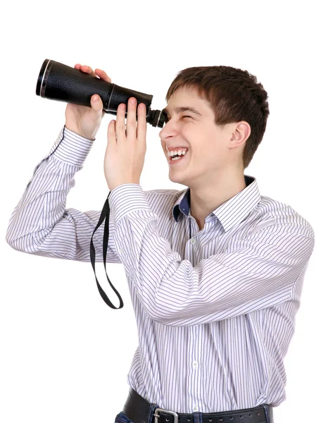 Adolescente con monóculo — Foto de Stock