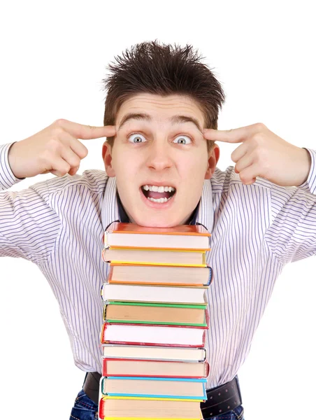 Opgewonden student met de boeken — Stockfoto