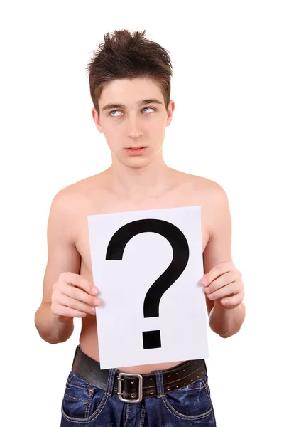 Teenager holds Question Mark — Stock Photo, Image