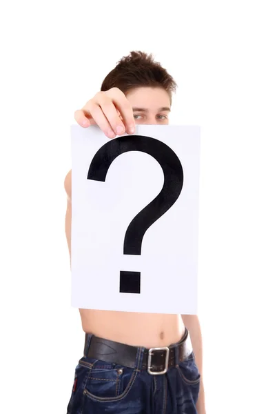 Teenager holds Question Mark — Stock Photo, Image
